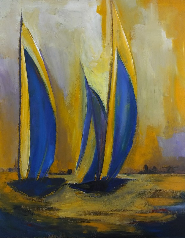 Sailboats Abstract Painting